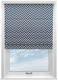 Chevron Stripe, Navy - Twist&Fit Roman Blind